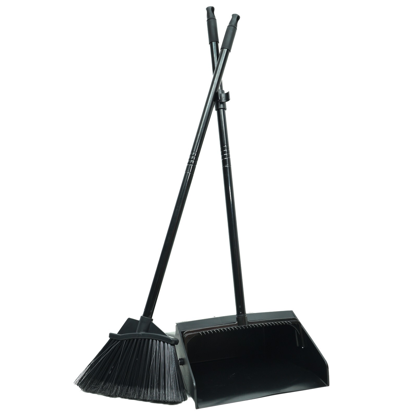 38" Upright Lobby Broom and Dustpan Set for Home & Commercial Use, Black, 1 Set gallery