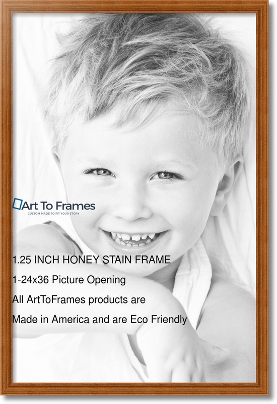 ArtToFrames Custom Picture Poster Frame Brown Honey stain 1.25" Wide Wood gallery