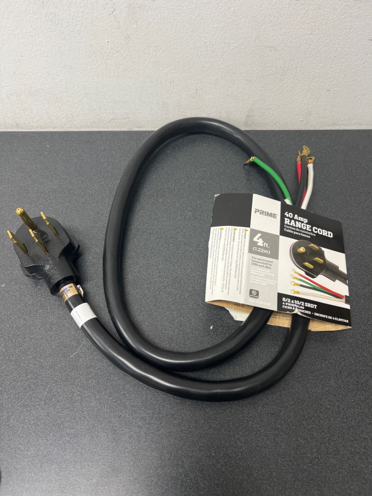 Prime wire and cable rd821024 4 ft. 40a 4-wire range cord - black gallery