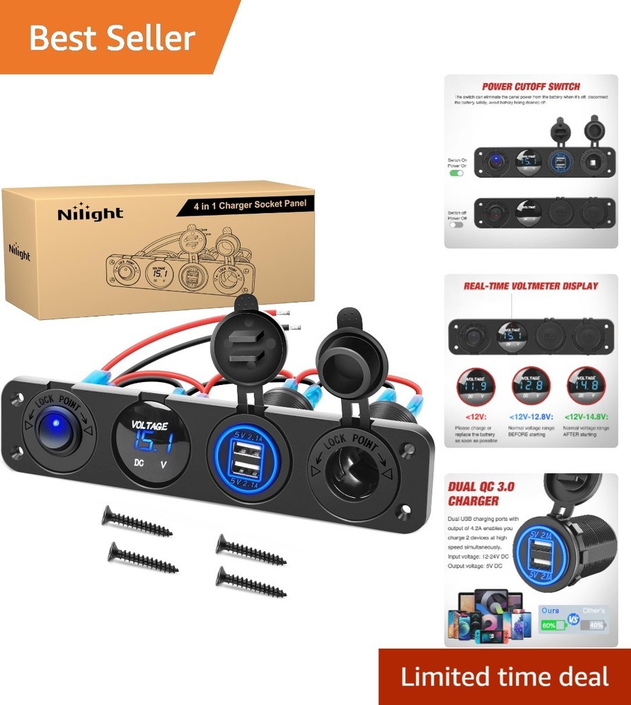 Multi-Function 4 in 1 Car Marine Outlet Panel with Switch