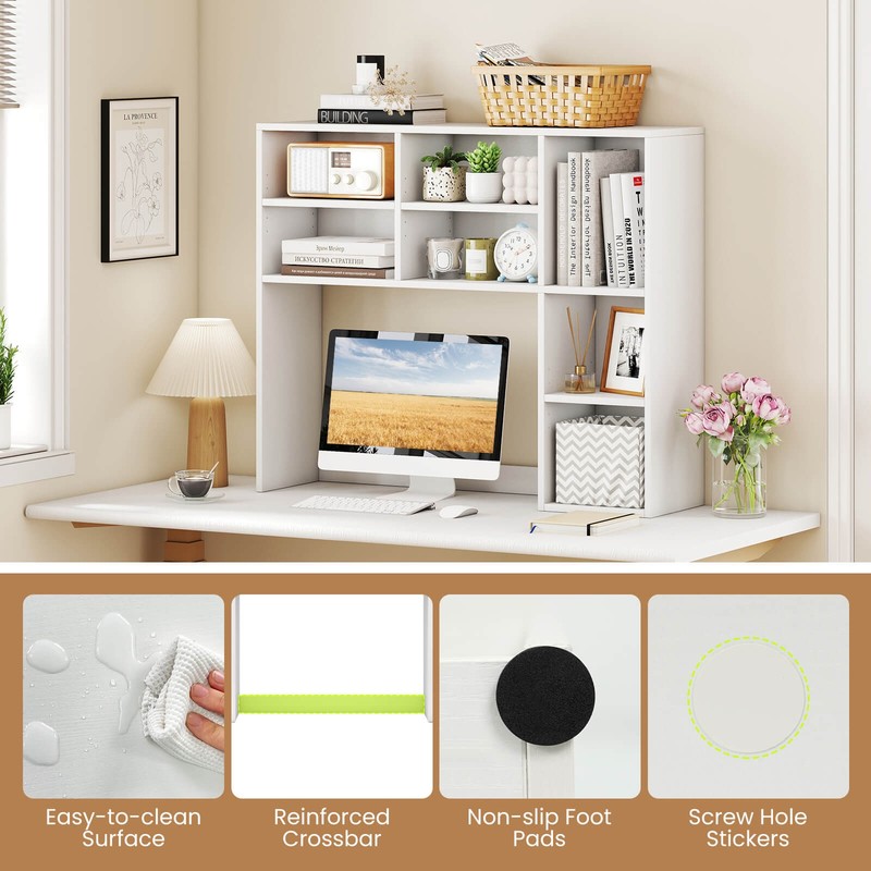 Desktop Bookshelf w/ 7 Open Cubbies & 3 Adjustable Shelves for Home Office Dorm gallery