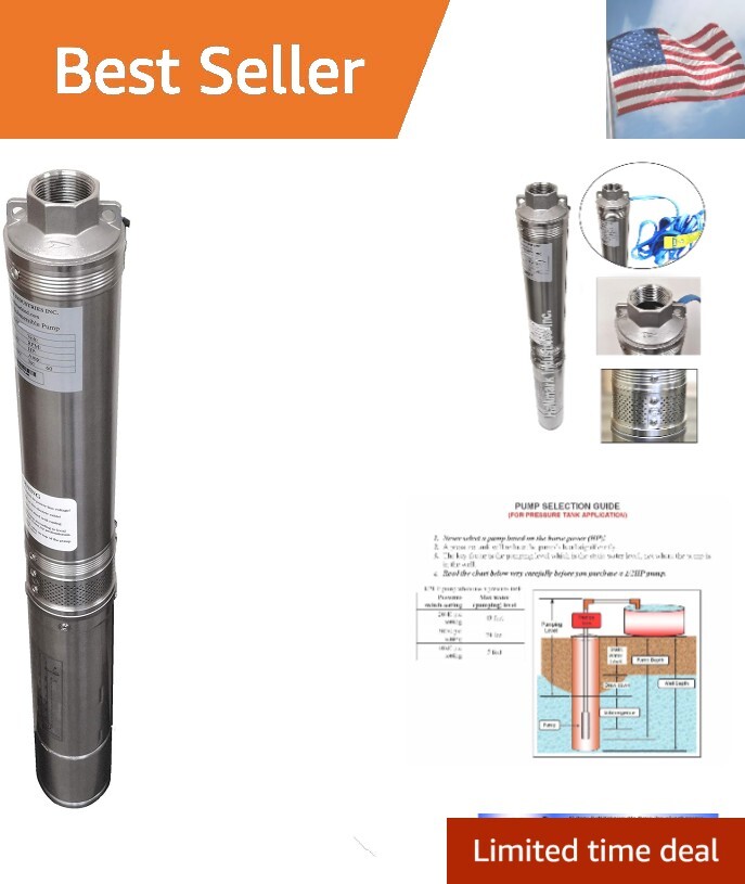 Deep Well Submersible Pump, 1/2 hp, 110V, 60 Hz, 25 GPM, 150' Head, Stainless... gallery