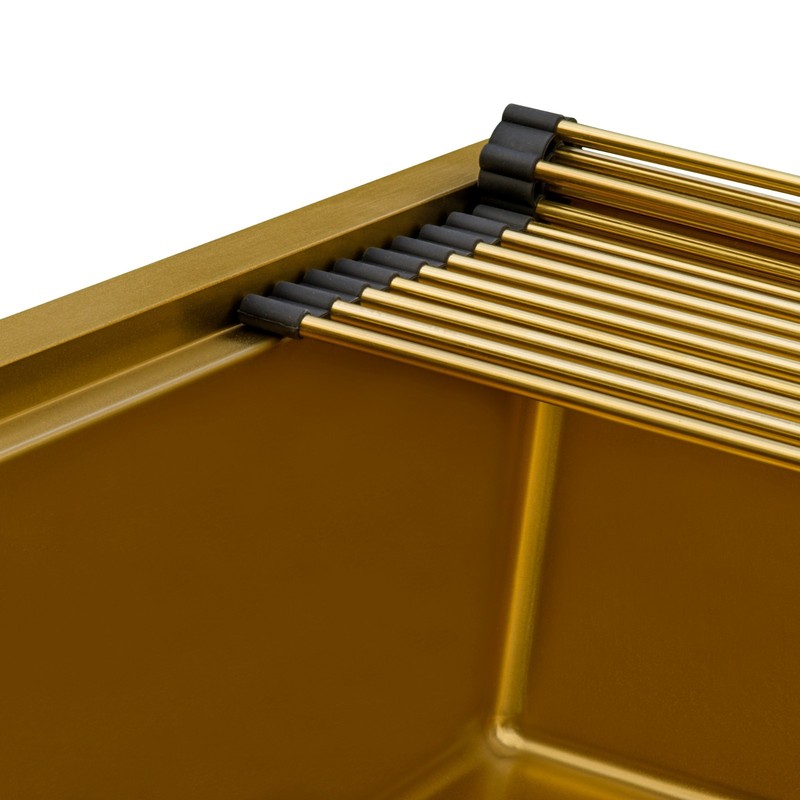 Ruvati 33" Matte Gold Workstation Undermount Single Bowl Kitchen Sink- RVH6533GG gallery
