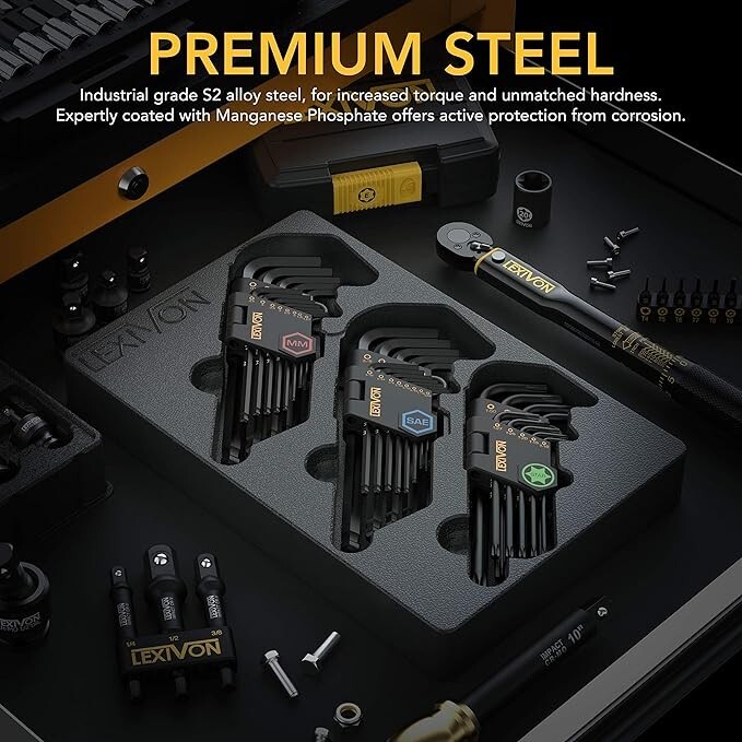 LEXIVON Master Wrench Key Set 35-Pc Long Arm Ball End Hex Keys Alloy Stel LX-131 gallery