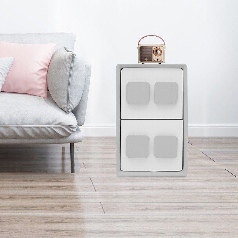 Bedside Table, Minimalist End Table With 2 Drawers, Bedside Table for Bedrooms！! gallery