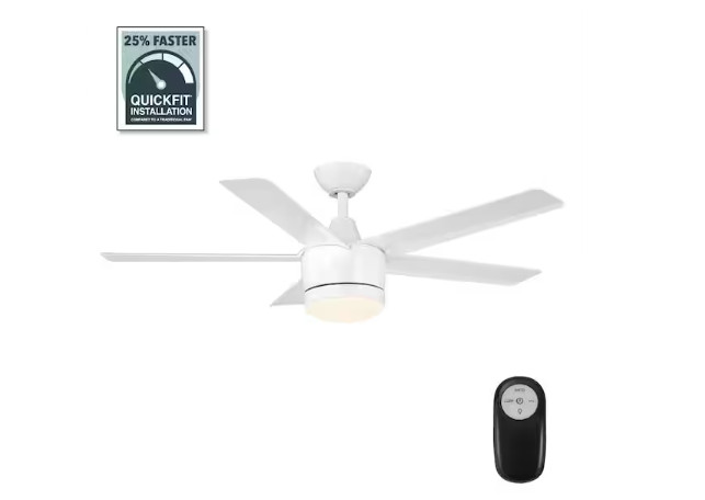 Merwry 48 in. Integrated LED Indoor White Ceiling Fan with Light Kit and Remote gallery