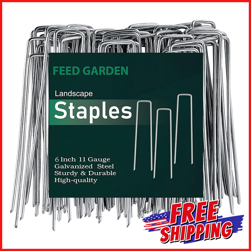 LANDSCAPE GALVANIZED STAPLES STAKES Sturdy Durable High Quality Yard Fabric Pins gallery
