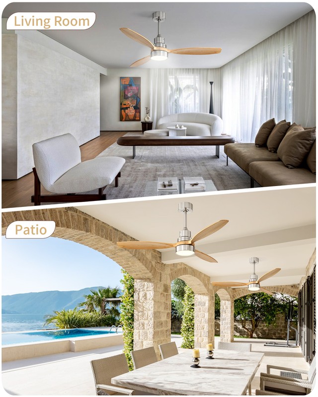 Sofucor 52" Wood Ceiling Fan with Light and Remote Control Farmhouse Ceiling Fan gallery