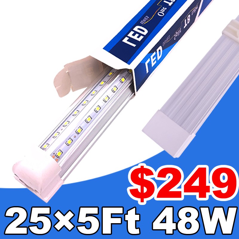 25Pack LED Shop Light Fixture Linkanble 5FT 48W 6500K Cool White Clear Cover T8 gallery