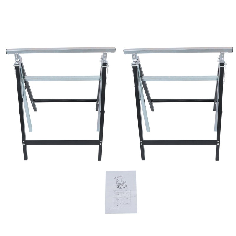 2 Pack 440 Lbs Adjustable 7 Level Height Foldable Metal Sawhorse Work Stand gallery