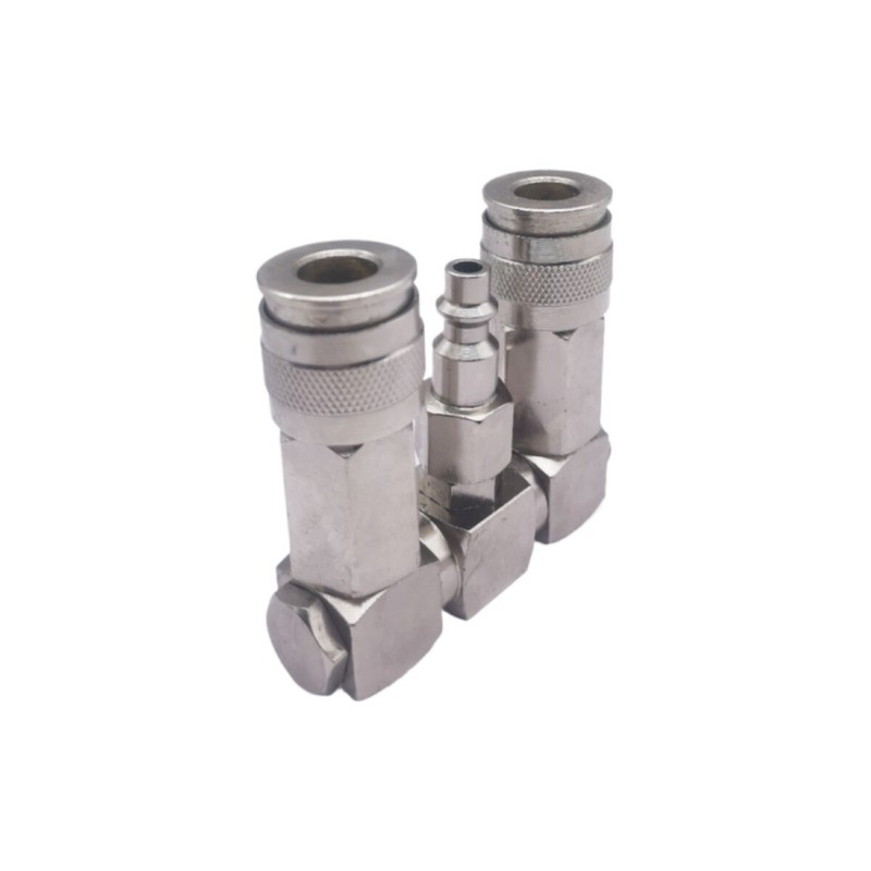 Two Way Air Hose Compressor Swivel Splitter 1/4" NPT 360 Degrees Connector NEW gallery