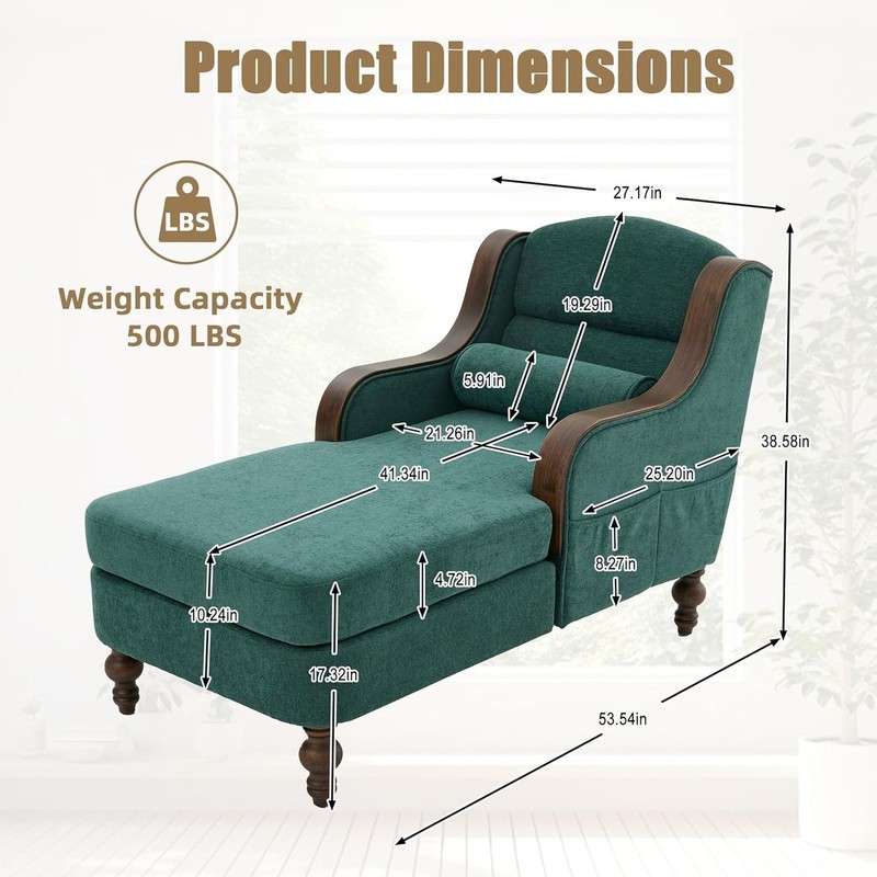 Oversized Chaise Lounge Indoor Solid Wood Frame Lazy Sleeper Armchair gallery