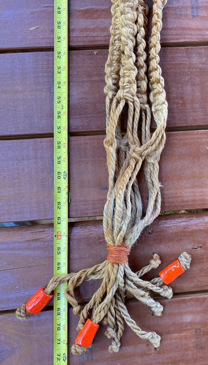 Vintage Retro Braided Macrame Plant Hanger Boho Wood Beads 70’s Brown 72 In Long gallery