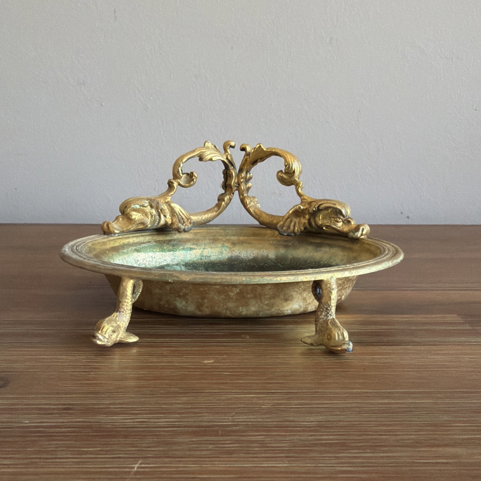 Sherle Wagner Style Gilded Gold Plated Bronze Dolphin Soap Dish Jewelry Holder gallery