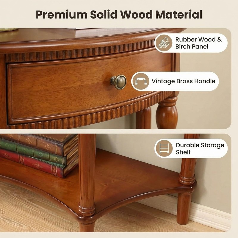 Half Moon Table, Table Solid Wood with Drawer Half-Moon Porch Side, Entryway ... gallery