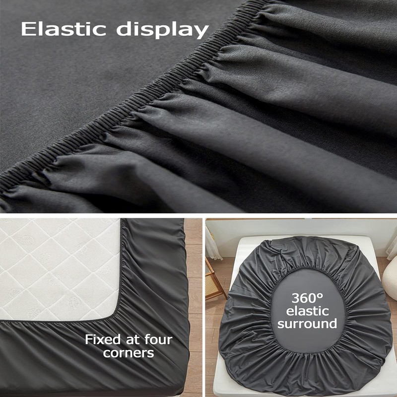 Dark Gray Twin Size Fitted Sheet Only, Deep Pocket, Fits 15, Soft Microfiber gallery