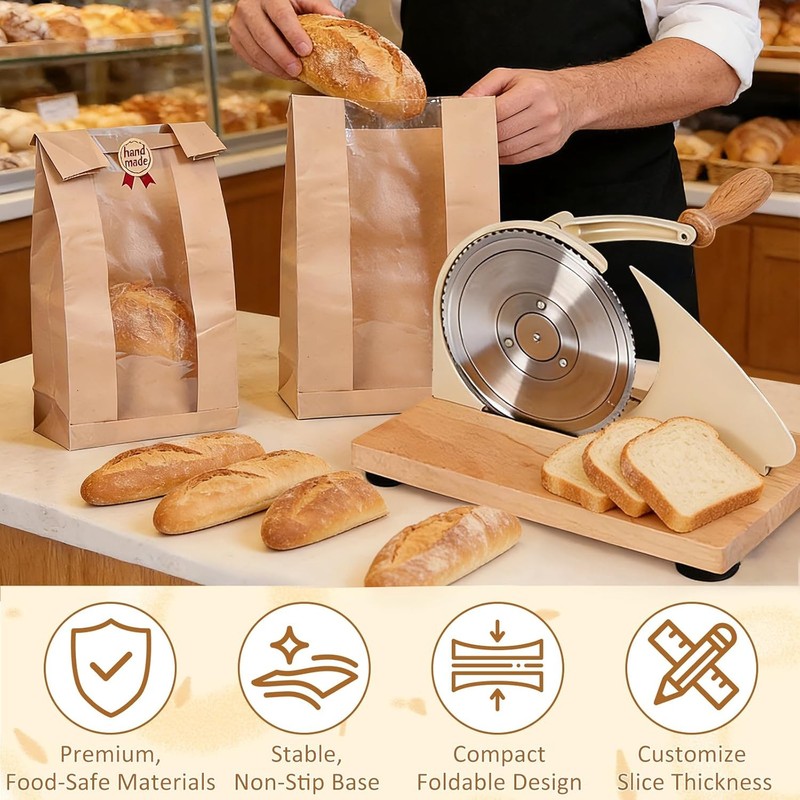 Upgraded Manual Bread Slicer Adjustable Thickness Stainless Steel Blade for Home gallery