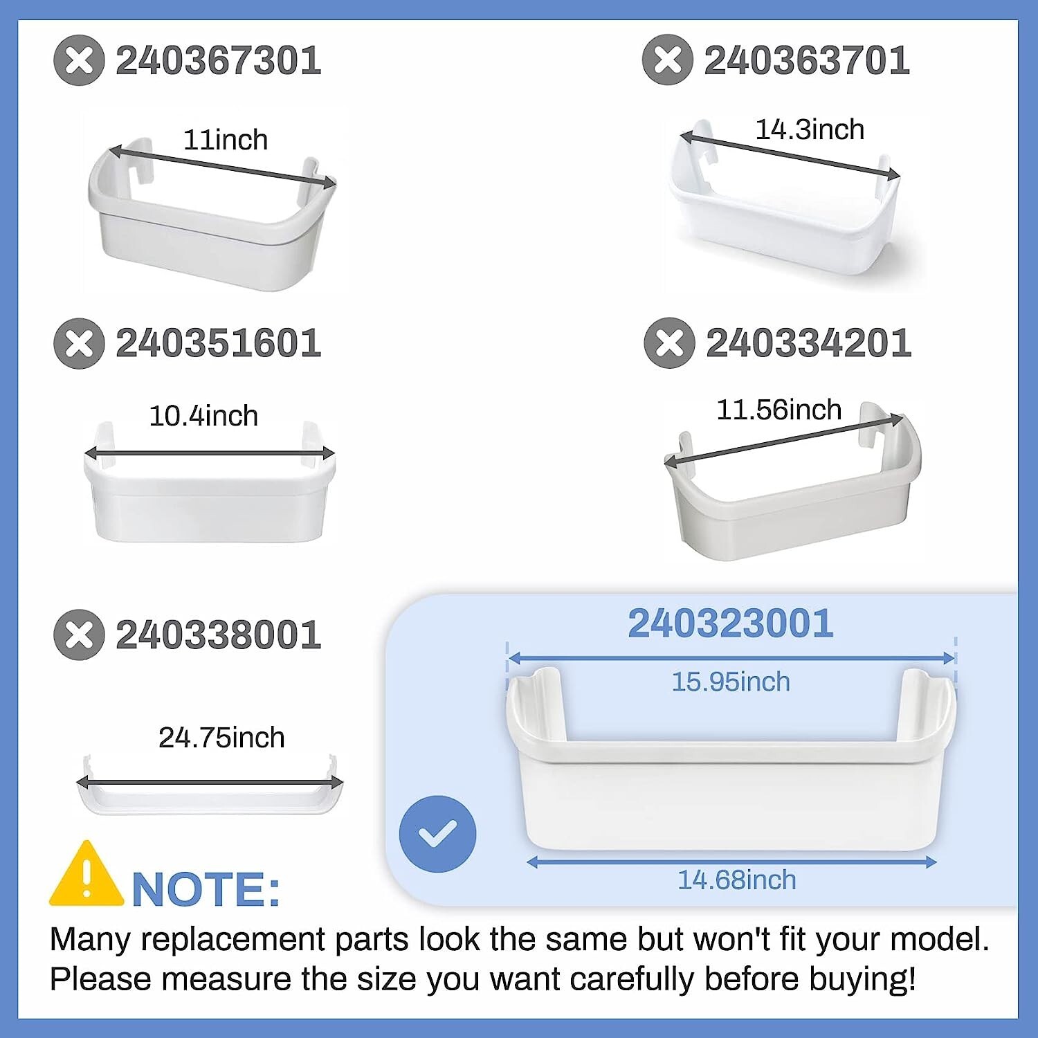 Refrigerator Side Door Bottom Shelf Compatible with Frigidaire 240323001 2-Pack gallery