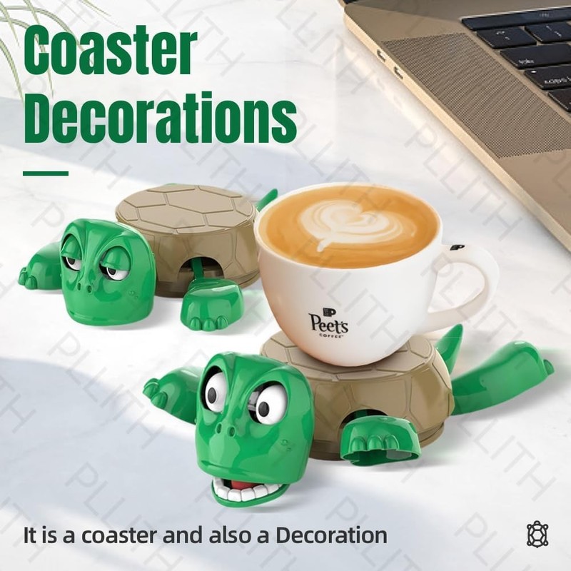 Turtle Cup Holder Funny Tea Coaster 3D Printed with Interactive Expression gallery