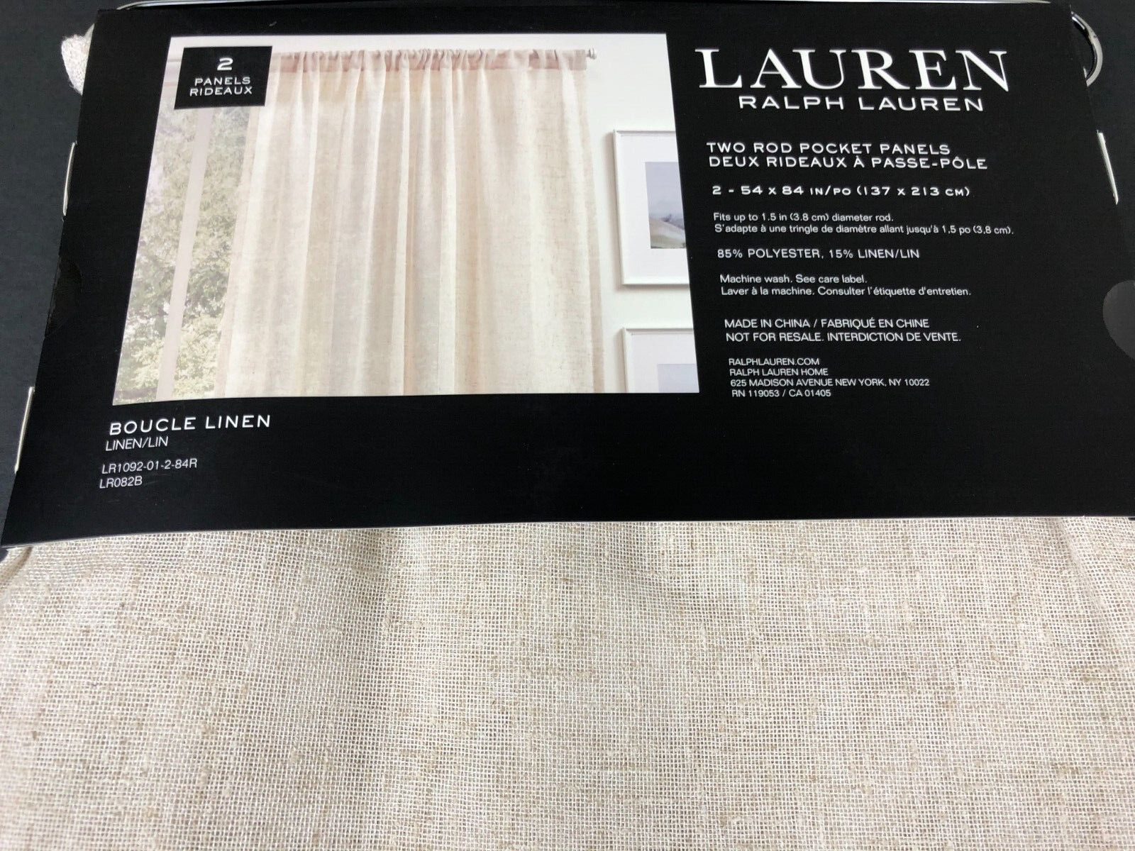 Ralph Lauren BOUCLE LINEN Blend Natural 84" Rod Pocket Window Panel Curtains gallery