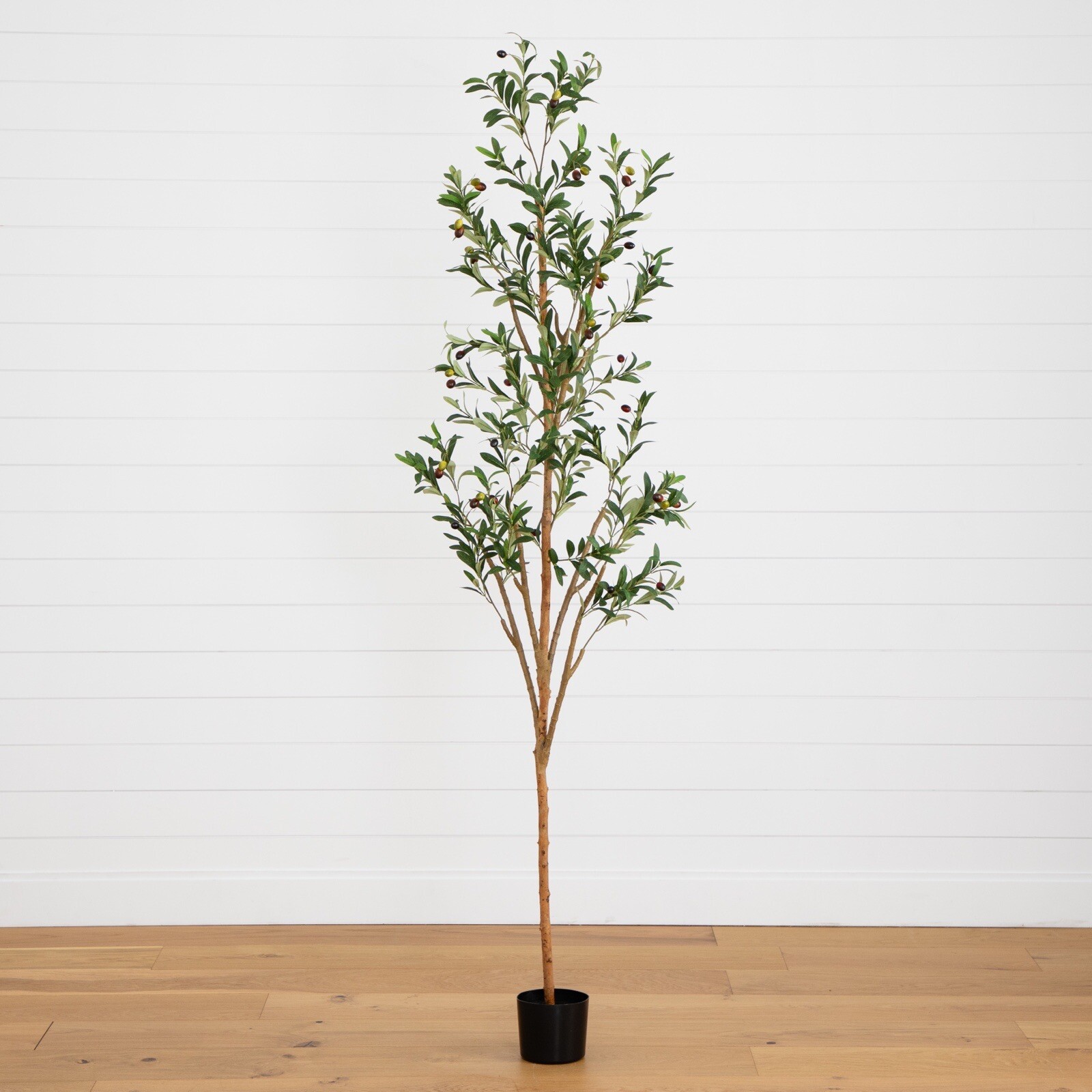 7ft Olive Minimalist Artificial Tree with Natural Trunk Home Decor. Retail $149 gallery