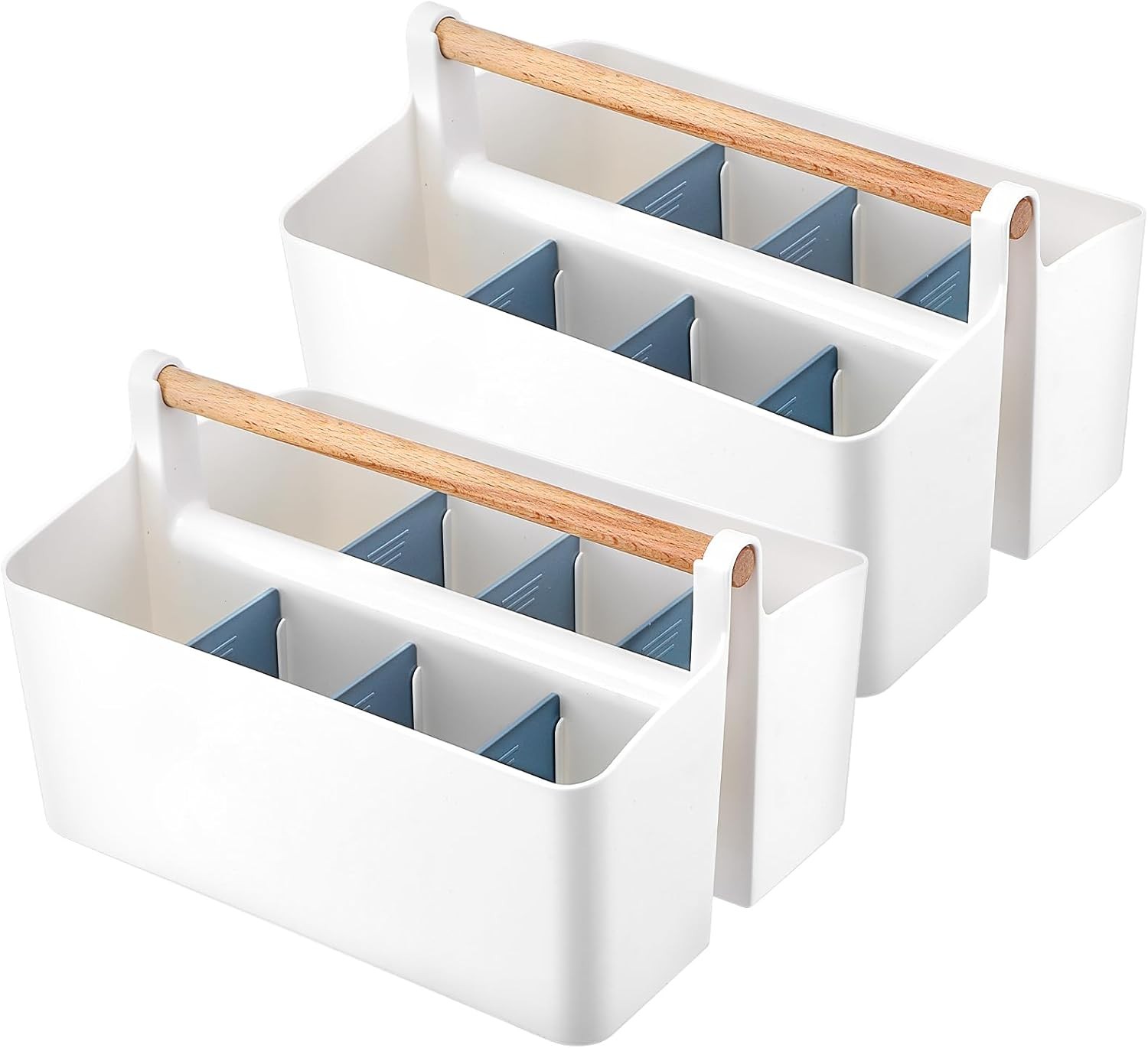 2 Pack Plastic Portable Caddy with Handle, Stackable Art Office Supplies Storage gallery