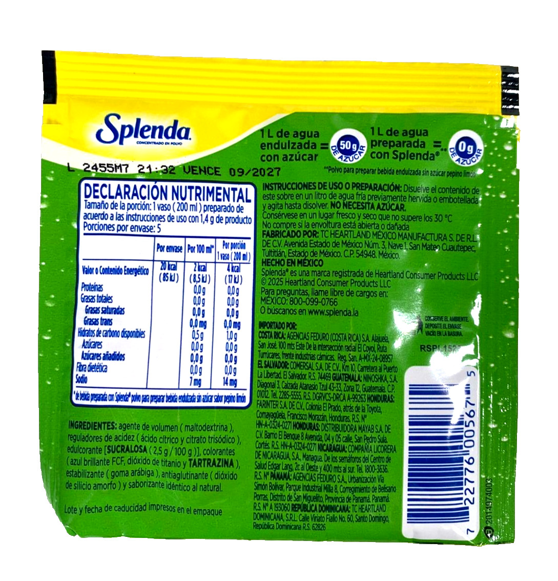 12-Pk Splenda Lemon Cucumber Powdered Drink Mix 7gr/.24oz gallery