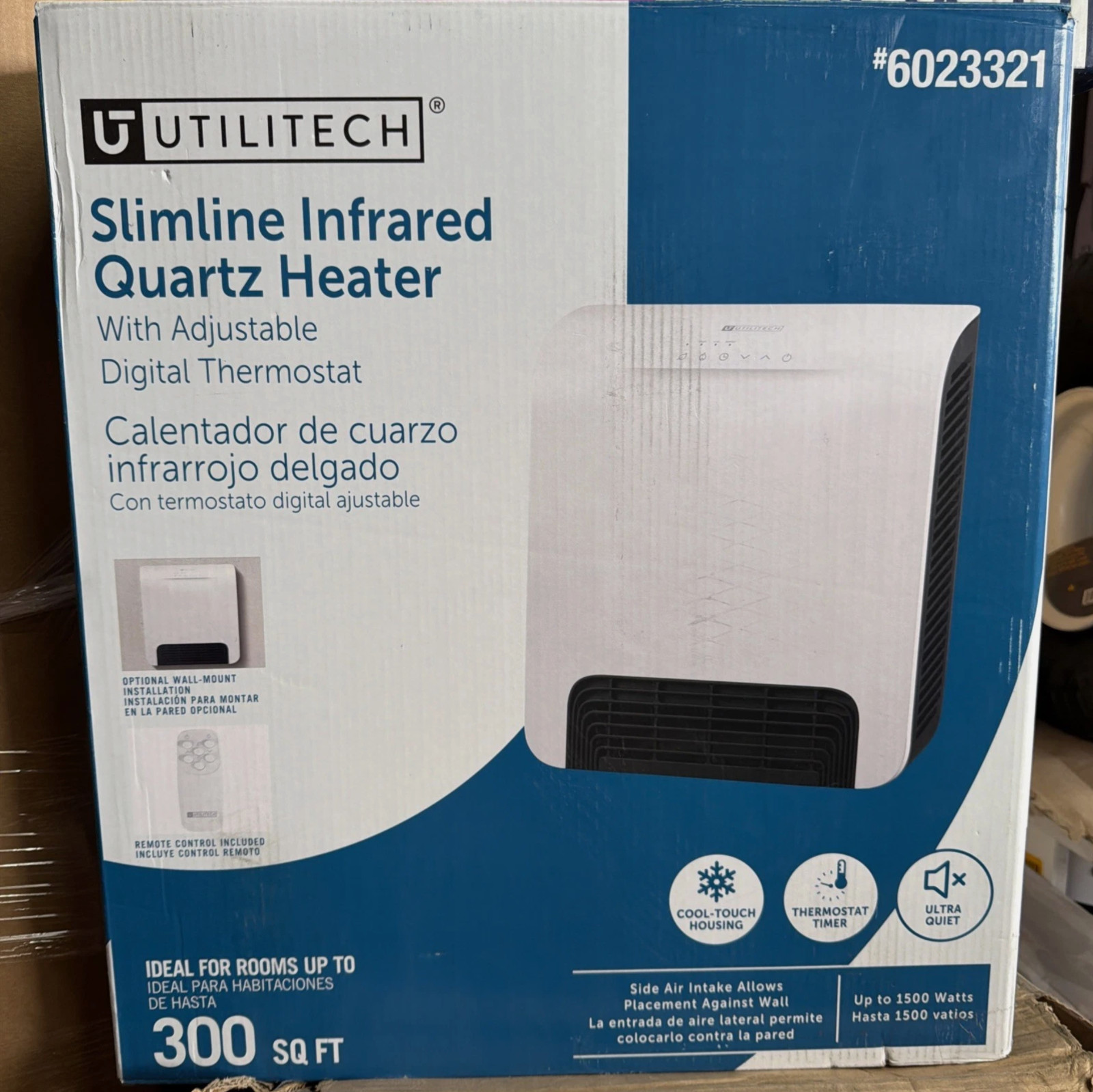 Utilitech Slimline Infrared Quartz space Heater 300 Sq Can Be Hung On Wall gallery