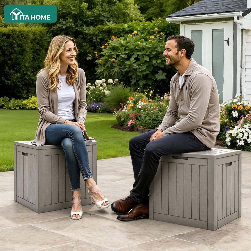 Deck Boxes 30 Gallon 2 Pack Waterproof Outdoor Storage Taupe YITAHOME Cushions gallery