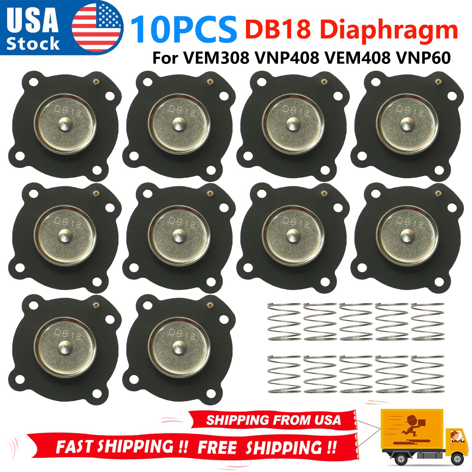 10PCS DB18 Diaphragm Pneumatic Repair Kit For VEM308 VNP408 VEM408 VNP608 Parts gallery