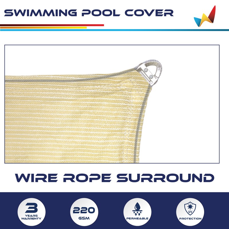 Winter Pool Cover Rectangle Heavy Duty Safety Inground Swimming Pool Cover Beige gallery