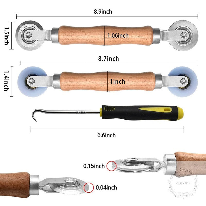 3Pcs Screen Tool, Window Screen Spline Roller Tool with Wooden Handle and Steel/ gallery