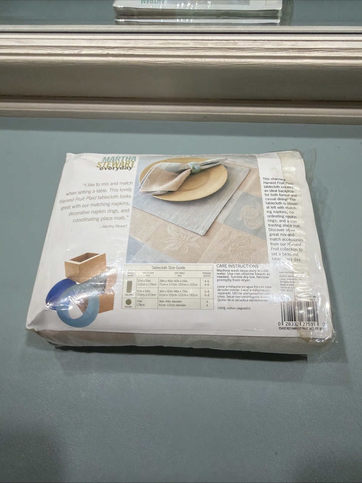 New Tablecloth Harvest Fruit 70 In Round Green 100% Cotton Martha Stewart gallery