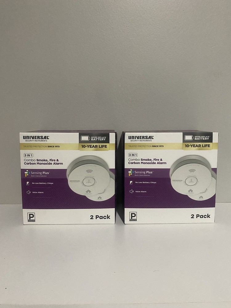 2x UNIVERSAL Combination Smoke & Carbon Monoxide Detector With Voice Alarm