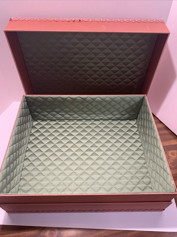 Pink Gucci Display Empty Box With Quilted Green Interior 19x15 Inches Height 7” gallery