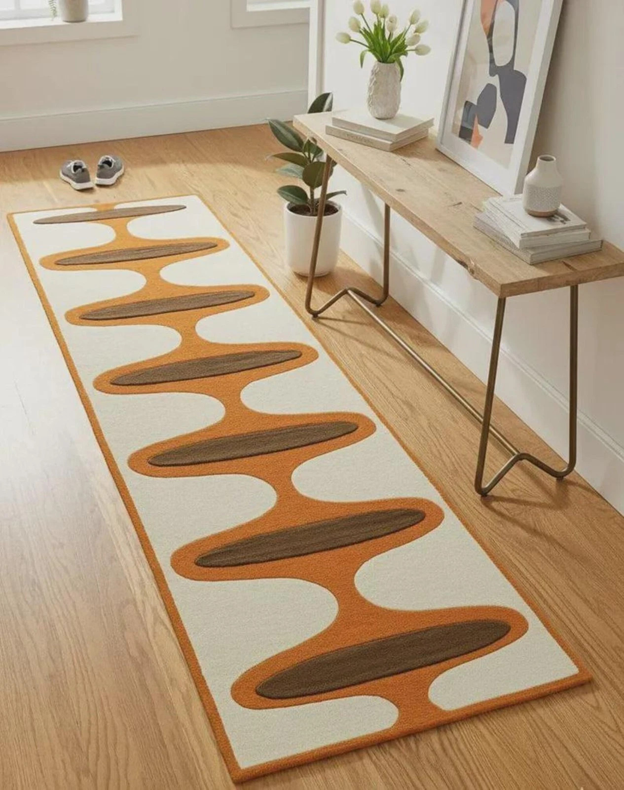 Hand Tufted Wool Runner Rug | Retro Wave, Mid-Century Modern gallery
