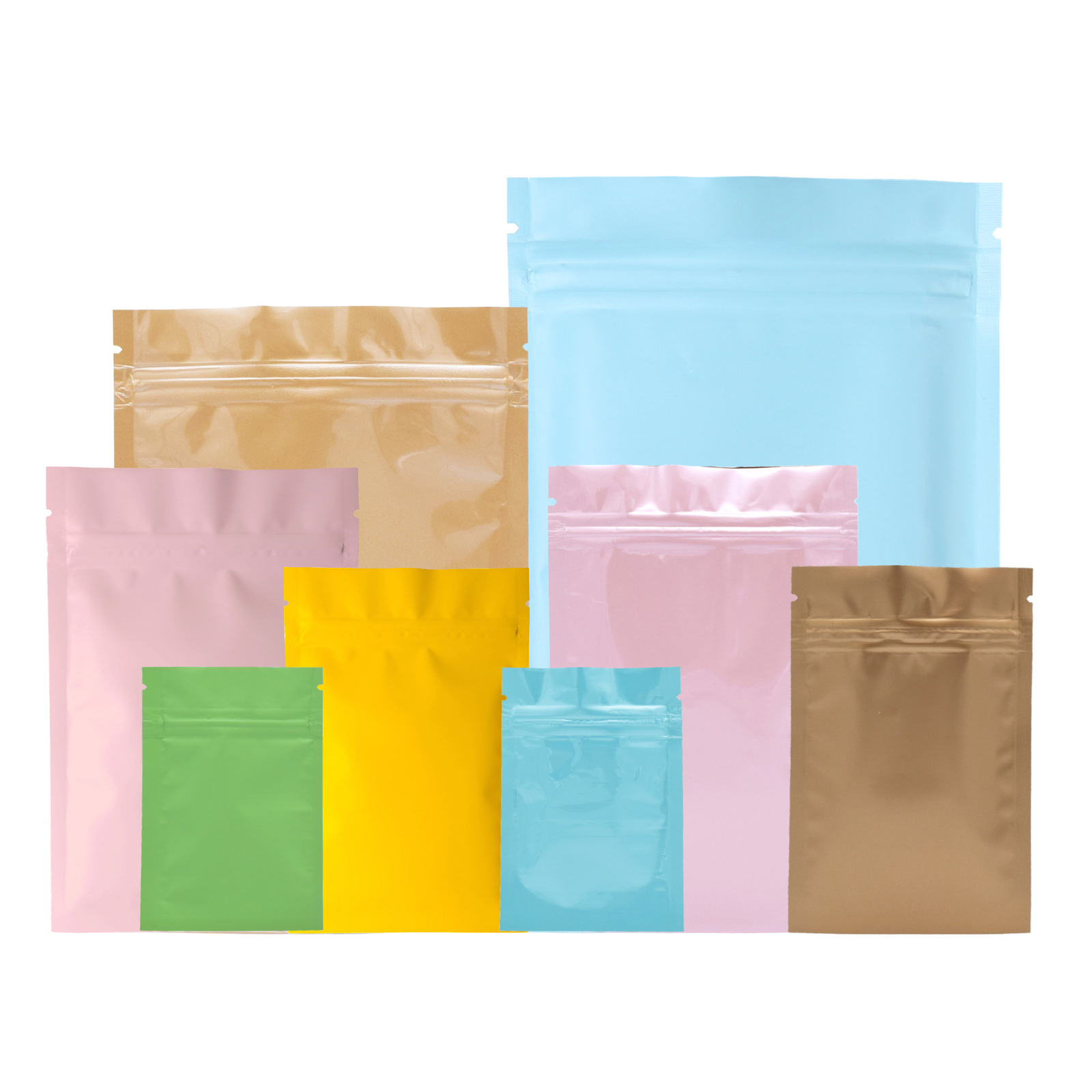 100 Double Sided Color Mylar Foil Flat Food Snack Candy Zipper Seal Lock Bags gallery