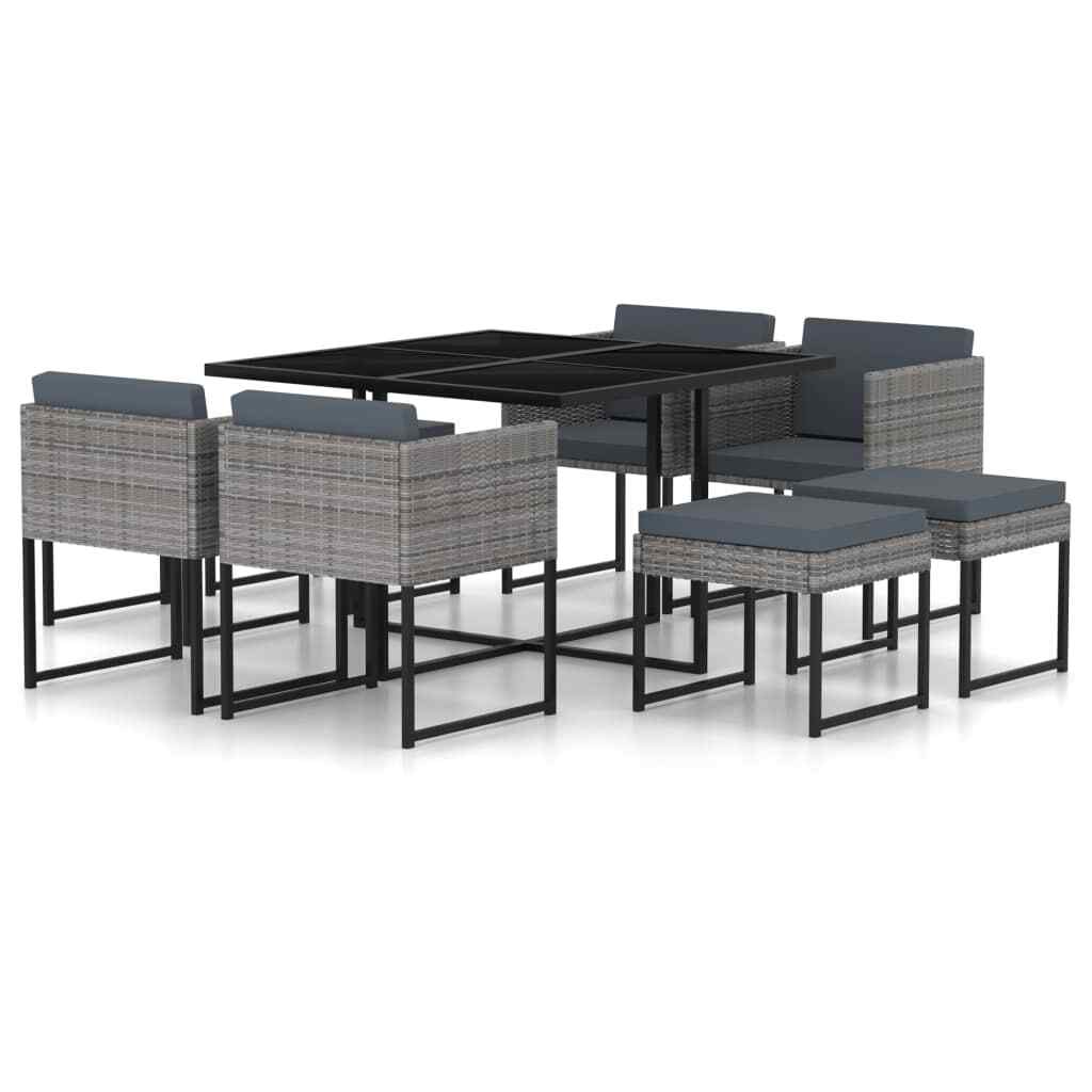 Patio Dining Set Outdoor Table and Chairs Furniture Set Poly Rattan vidaXL gallery
