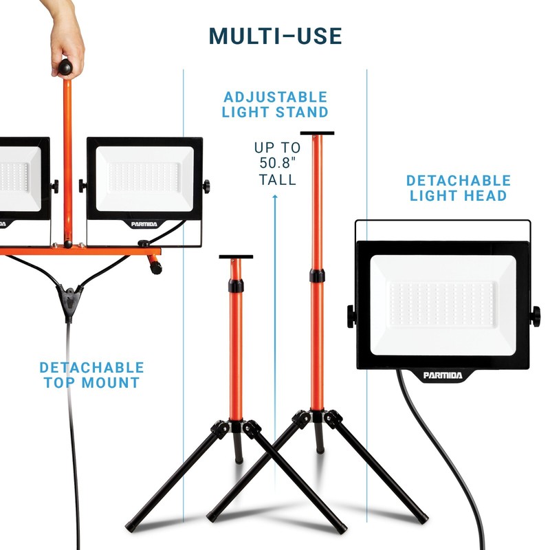 PARMIDA LED Dual-Head Work Light, Multi-Directional, 10,000W/20,000LM, 100W/200W gallery