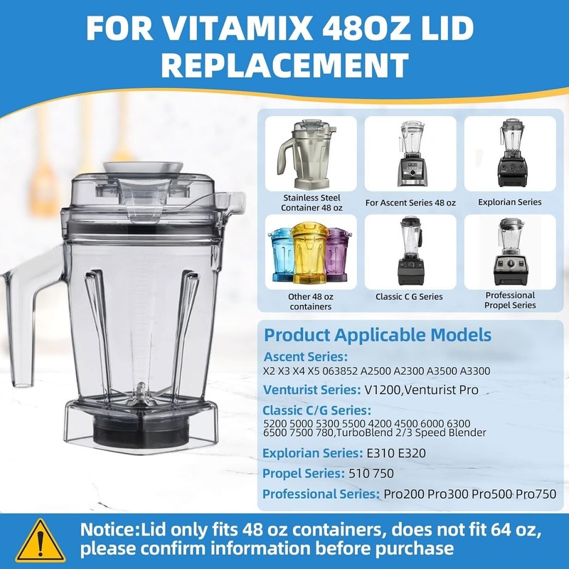 Replacement 48 oz Pitcher Lids for Vitamix Stainless Steel Container Ascent gallery