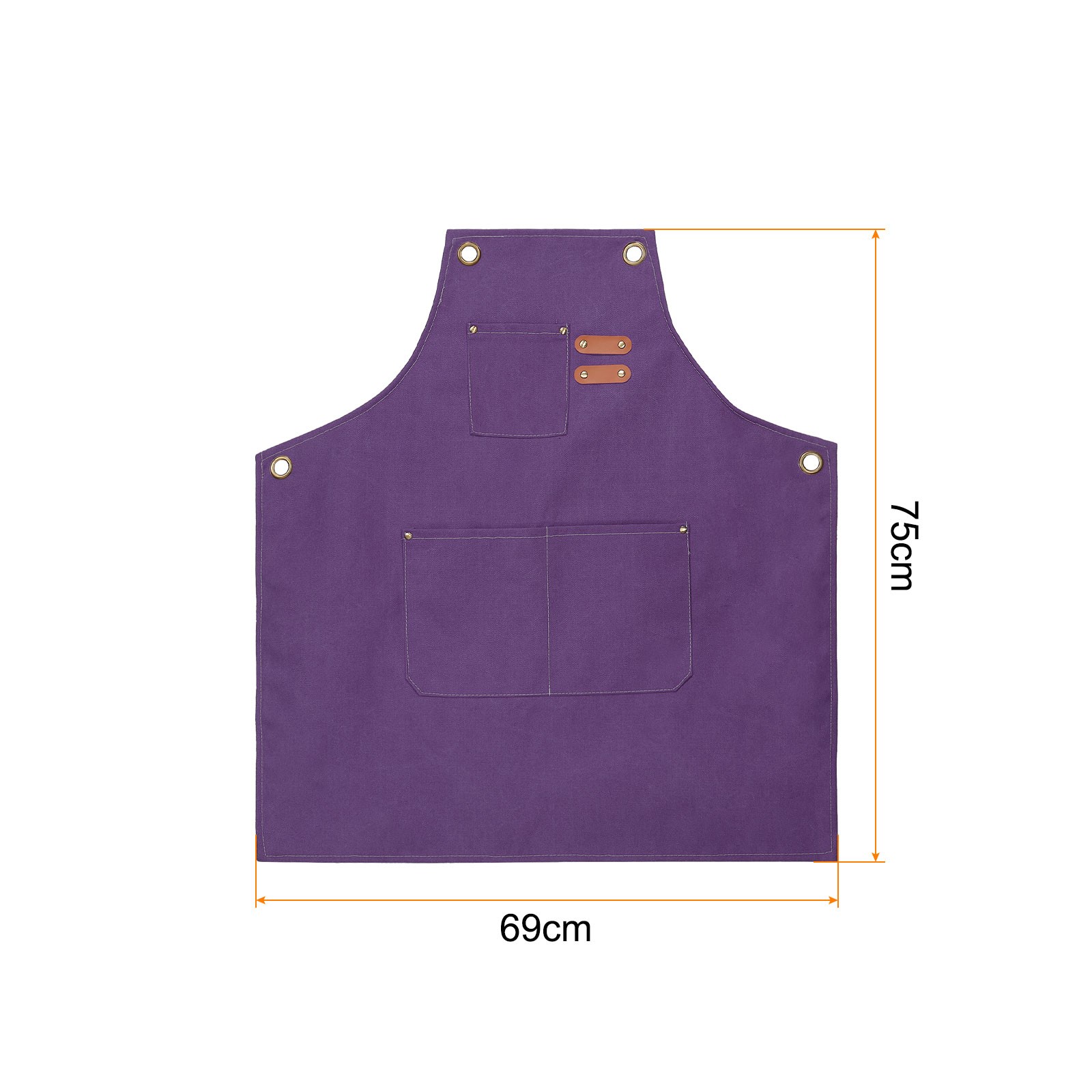 Canvas Chef Aprons Adjustable 75x69cm Cross Back Kitchen Apron 3 Pockets Purple gallery