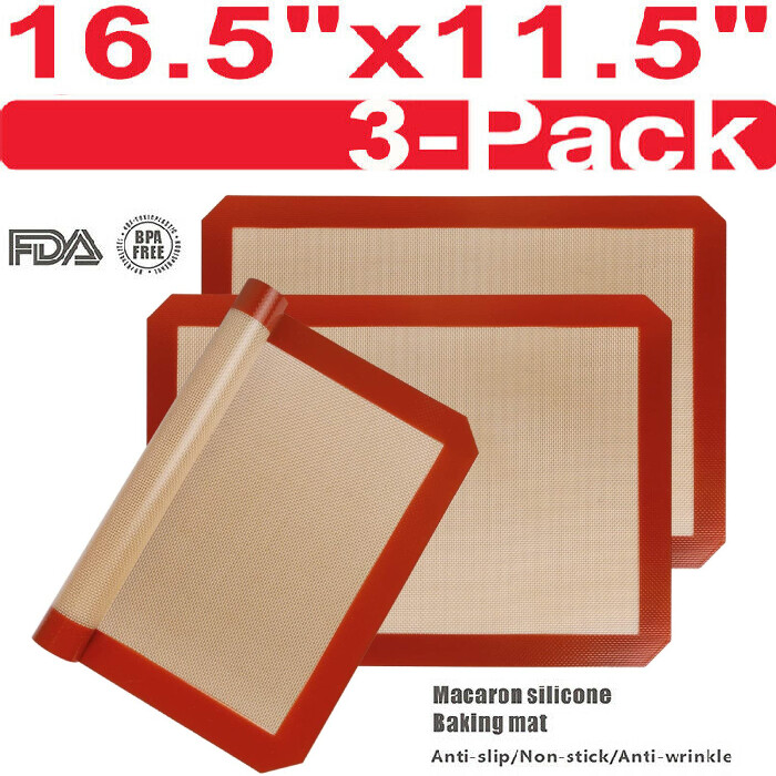 3-Pack Silicone Baking Mat Nonstick Heat Resistant Oven Mats Toaster Liner Sheet gallery