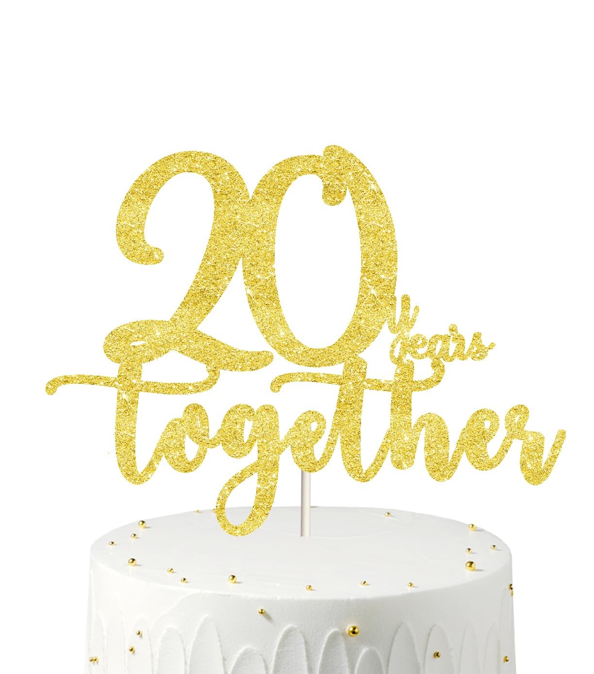 20 Years Together Golden Cake Topper Happy 20th Wedding Anniversary Decoration gallery