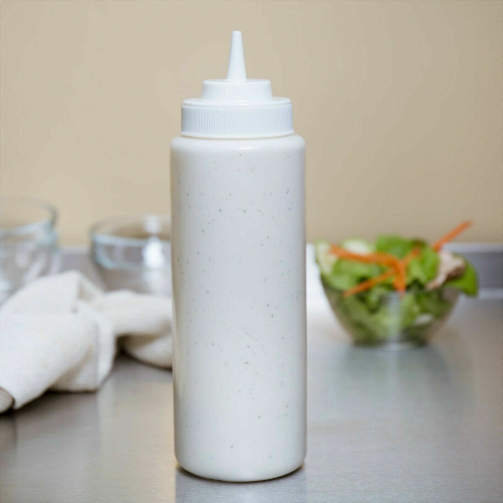 12 PACK 32 oz. Clear Wide Mouth Plastic Condiment Dressing Sauce Squeeze Bottle gallery