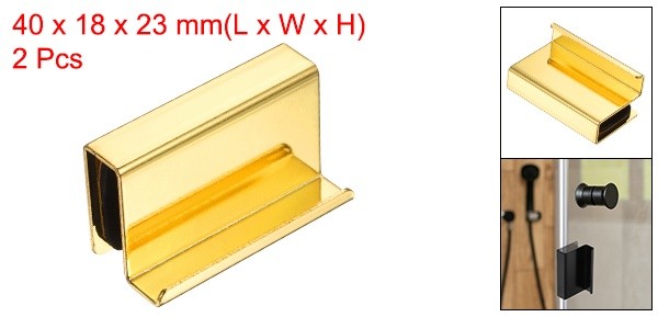 2Pcs 1.6" Glass Finger Edge Pull Steel Window Display Door Clip Gold gallery