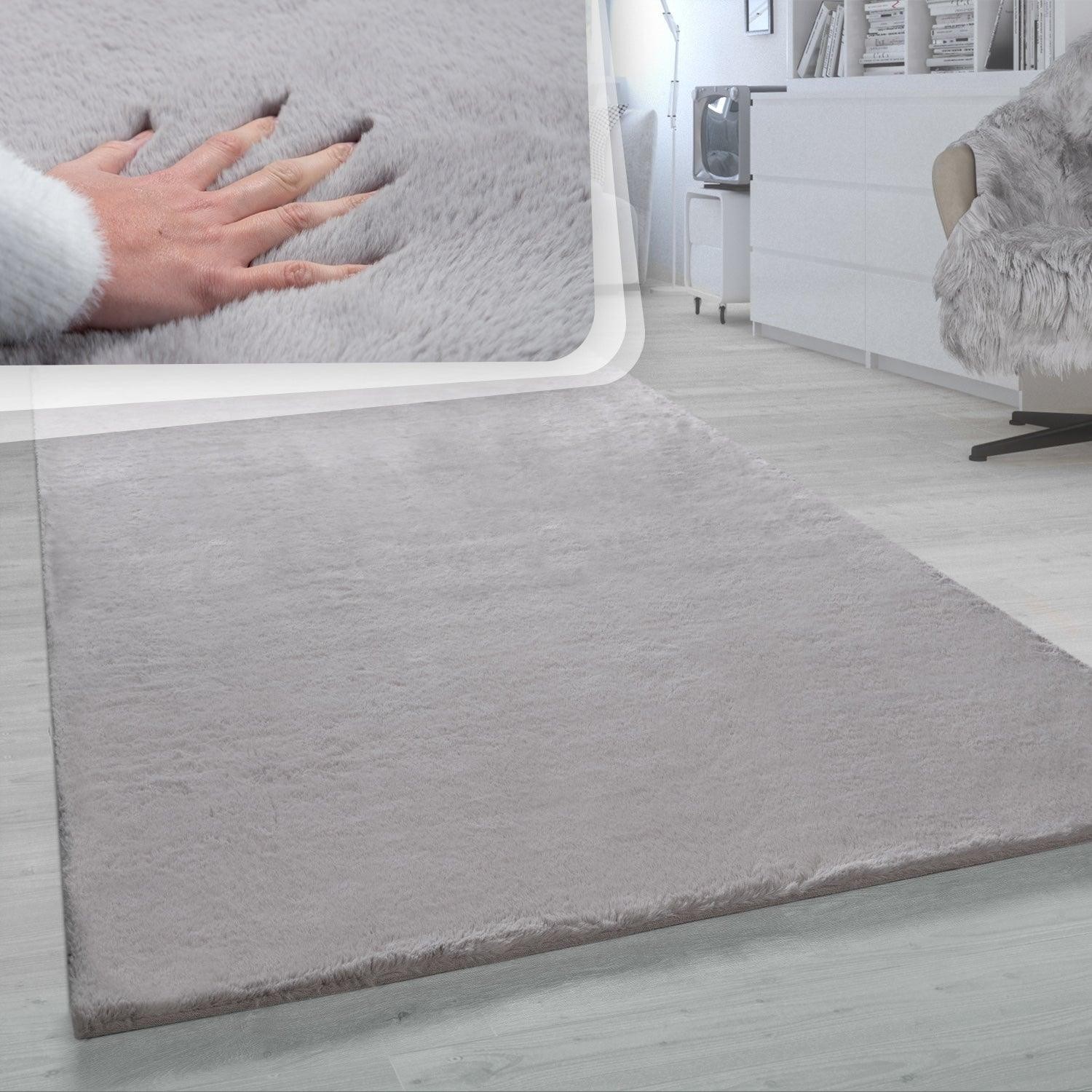 Super Soft Area Rug Fluffy High Pile Cosy Luxurious Touch in Solid Grey gallery