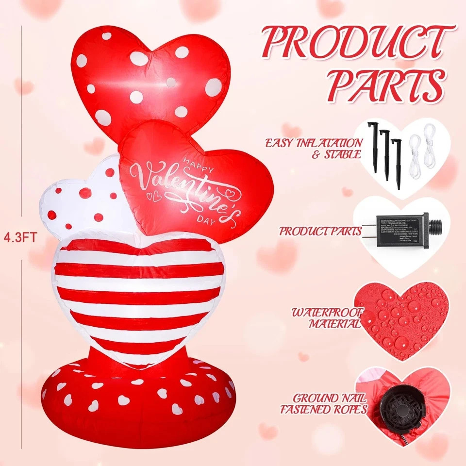 4.3 ft Valentines Day Inflatable with Love Heart as pictures shown gallery