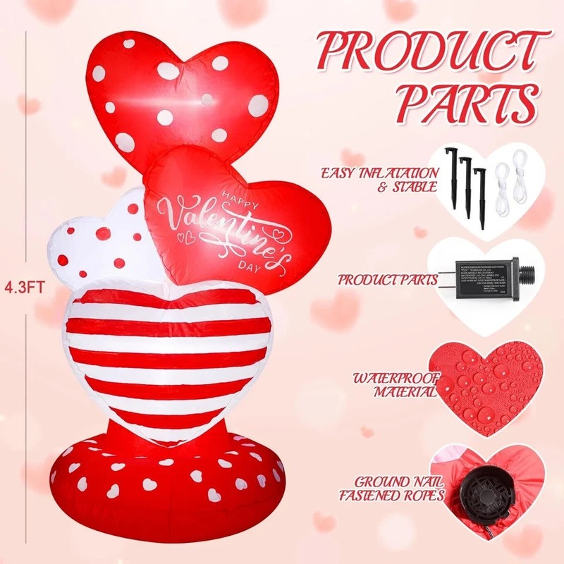 4.3 ft Valentines Day Inflatable with Love Heart as pictures shown gallery