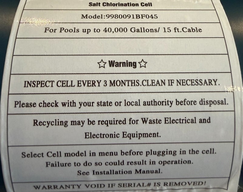 Aqualix Salt Cell Replacement/Hayward T-CELL-15 /40,000 Gallon - NEW IN OPEN BOX gallery