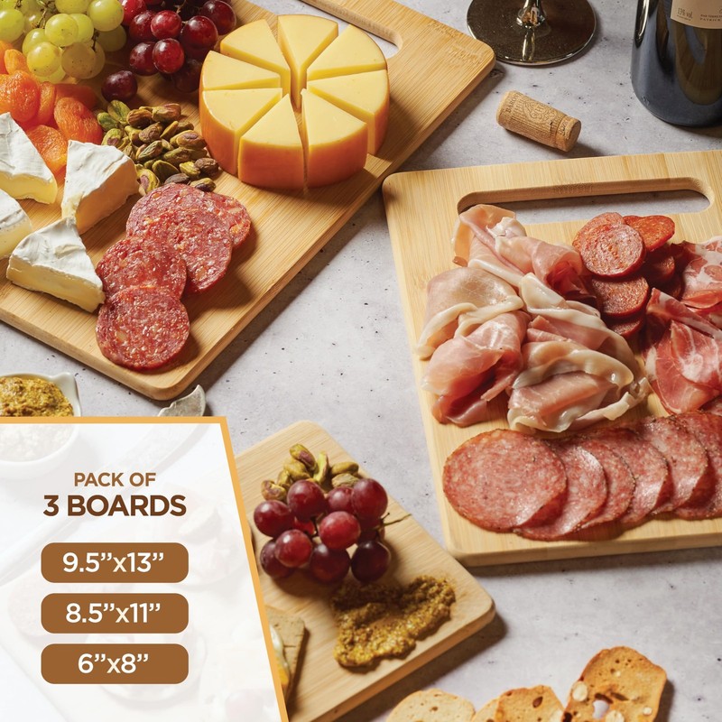 Bamboo Cutting Boards for Kitchen [Set of 3] Wood Cutting Board for Chopping Mea gallery